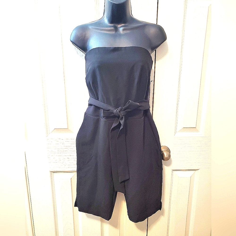 NY&C Strapless Black Romper with Belt